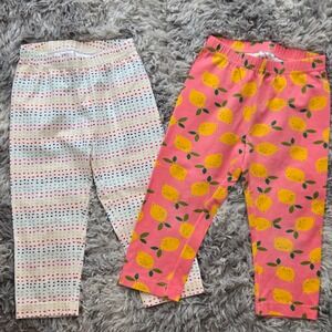 Hanna Andersson Girls Leggings Set Size 120 Pink Lemon Rainbow Dot Lot of 2